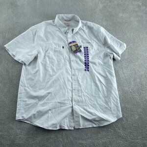 Mens White Short Sleeve Button-Up Shirt XXL 100% Polyester NWT 5819